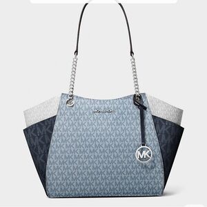 Michael Kors Navy and Light Gray Tote Bag